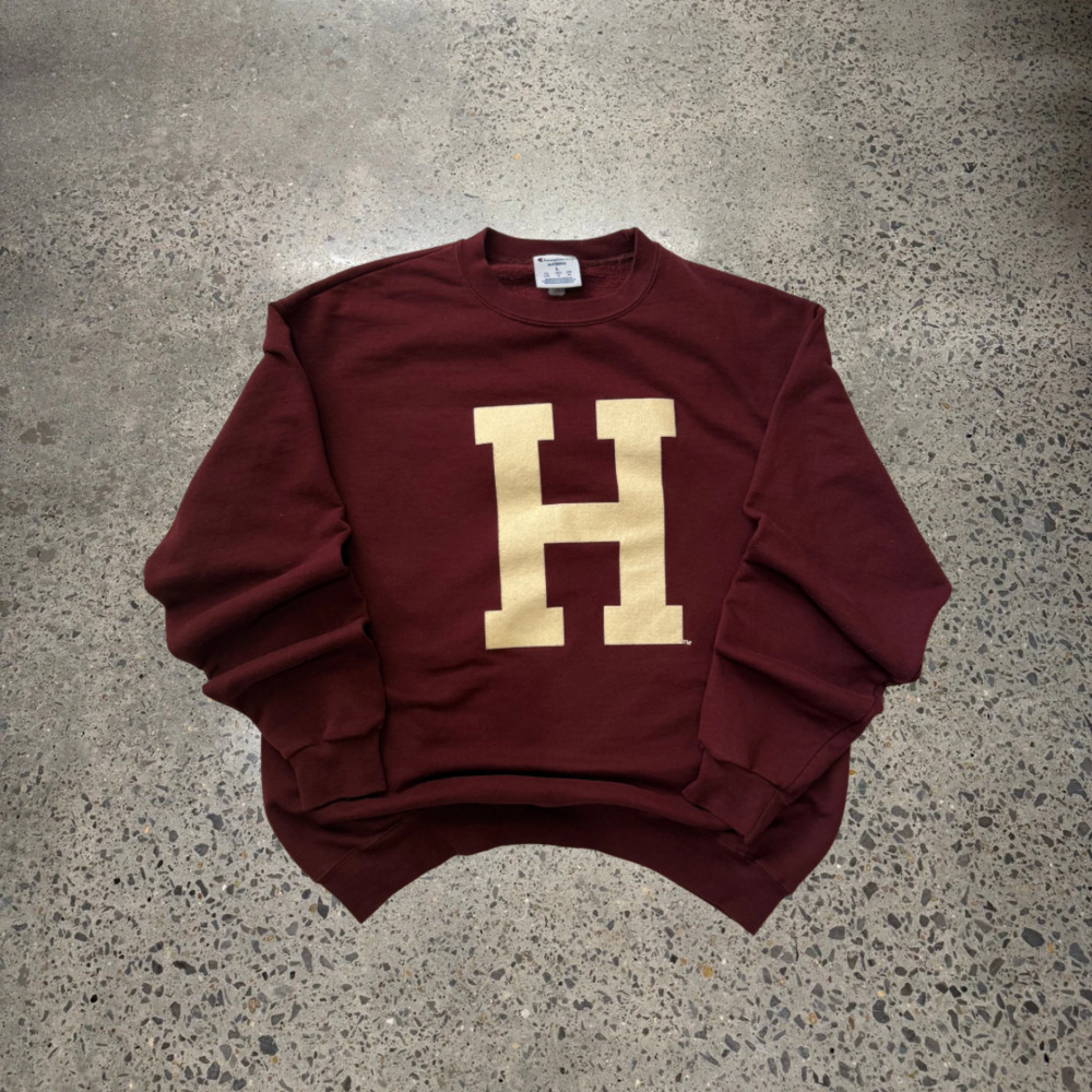 Champion Harvard University Authentic Sweatshirt Crewneck Burgundy Size L